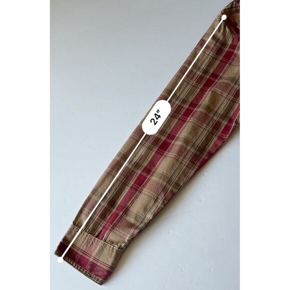 Mossy Oak Shirt Men's Size Large Red Brown Plaid Western Pearl Snaps Cowboy Hunt - Picture 8 of 8